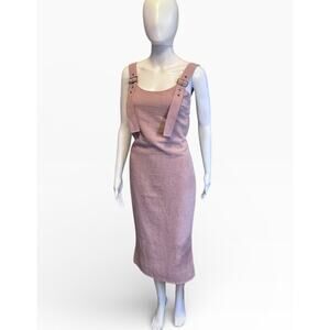 Choosy Buckle Straps Pencil Midi Dress Size XS NWT Pale Pink Zipper Back Detail